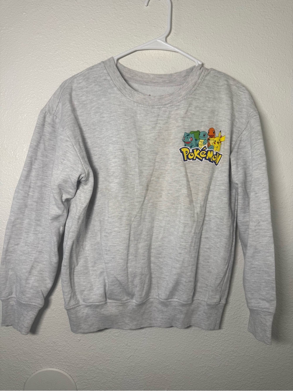 Pokemon Light Gray Sweatshirt with Multicolor Pokemon Characters